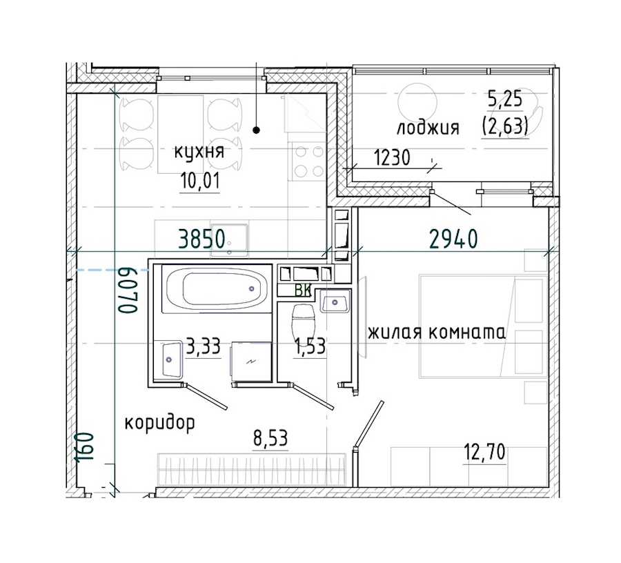 Однокомнатная квартира в : площадь 38.73 м2 , этаж: 3 - 7 – купить в Санкт-Петербурге